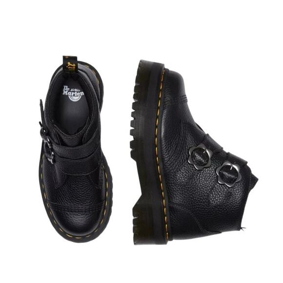 Dr. Martens DEVON FLOWER BUCKLE LEATHER PLATFORM BOOTS NWOT - Picture 9 of 9
